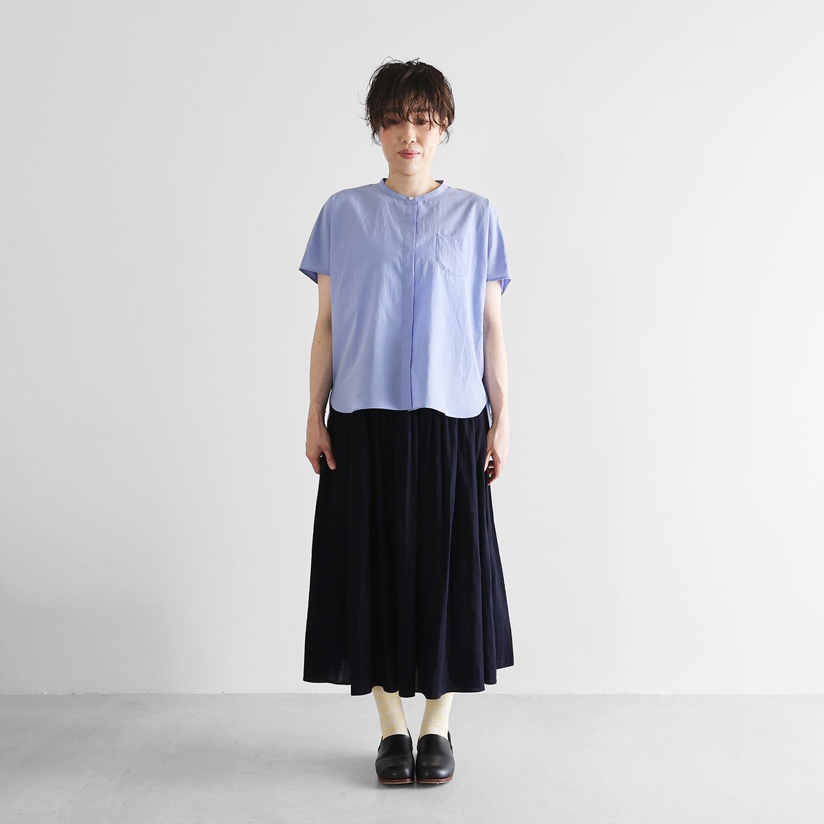 HUIS コットンリネンコクーンプルオーバー ブラウス シャツ ブルー レディース ハウス【中古】5-0720S∞ ゆるふわコットンコクーンブラウス（サックスブルー）【レディス】U117