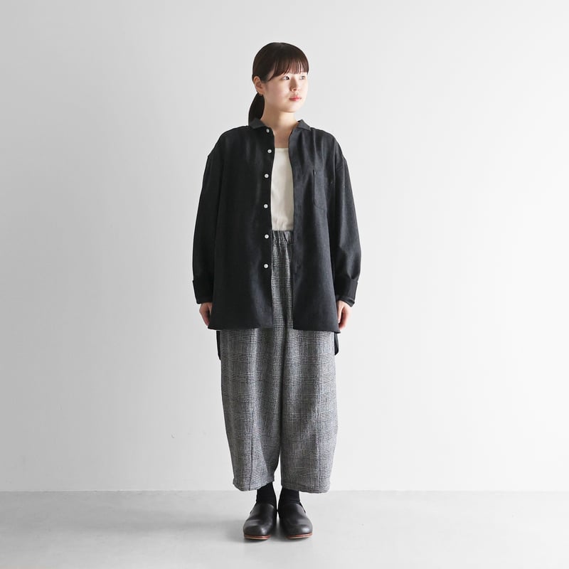 HUIS×尾州”ウールトロビッグシャツ（ダークグレー）【ユニ