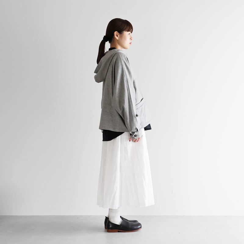 ヤクウール綾ネルポンチョ（ライトグレー）【レディス】315 | HUIS