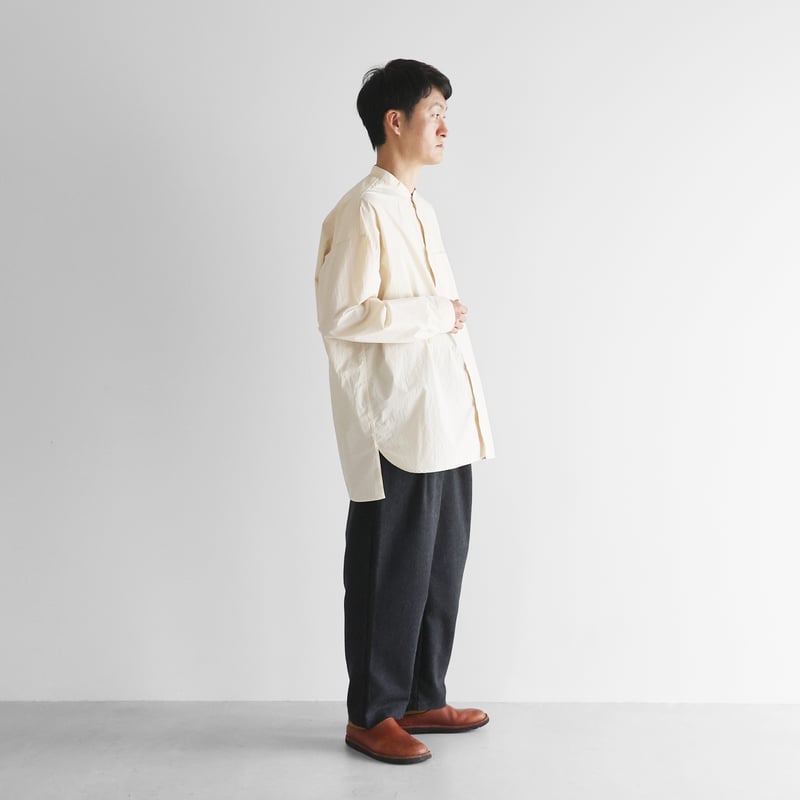 ばちばちタイプライタークロスバンドカラーオーバーシャツL（きなり