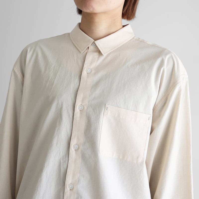 HUIS 棚田コットンビッグシャツ(きなり) 遠州織物×久留女木の棚田プロジェクト】棚田コットンビッグシャツ