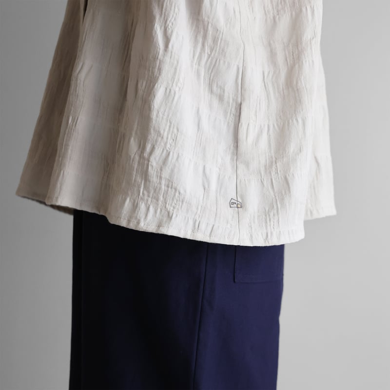 HUIS バルーンスリーブワイドブラウス オーガニックコットンバルーンスリーブワイドブラウス（白）【レディス