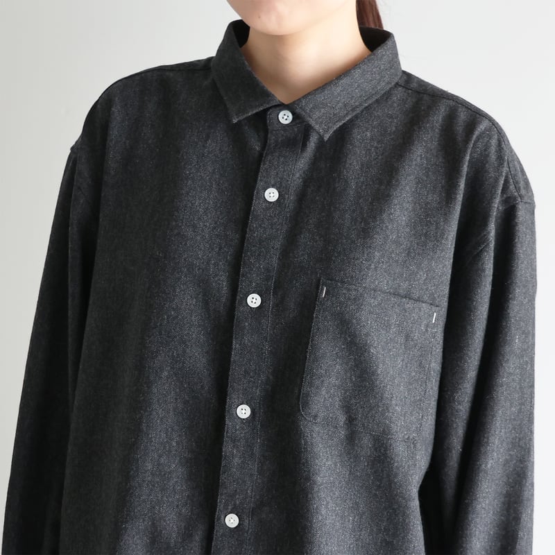 HUIS×尾州”ウールトロビッグシャツ（ダークグレー）【ユニセックス