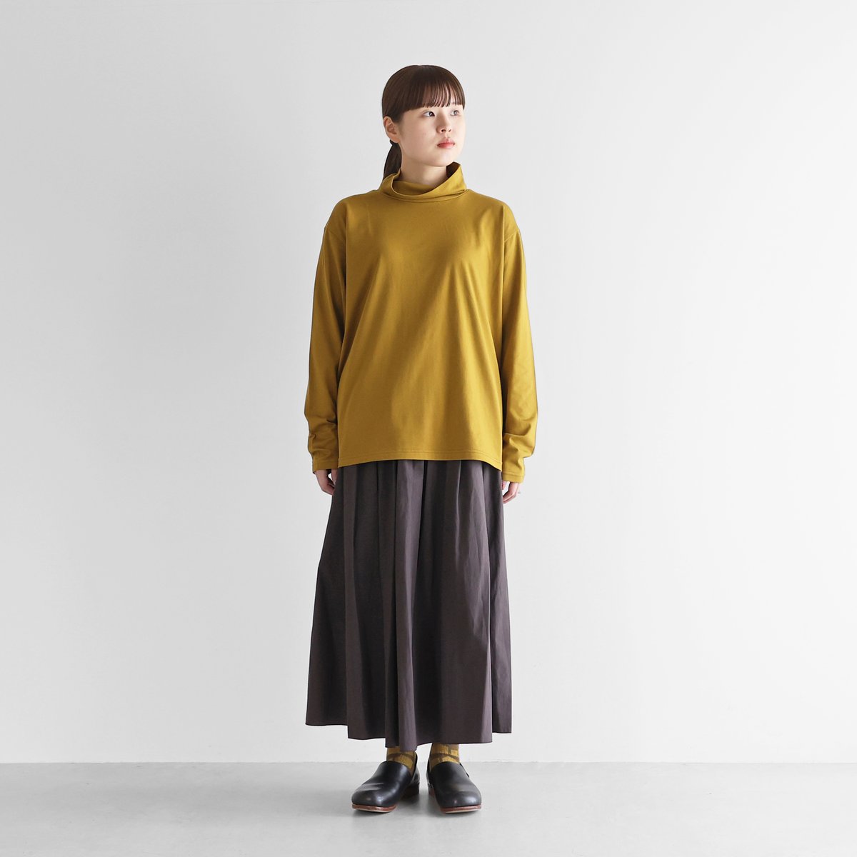 HUIS in house］SUVIN COTTON長袖ゆるタートルネックカットソー