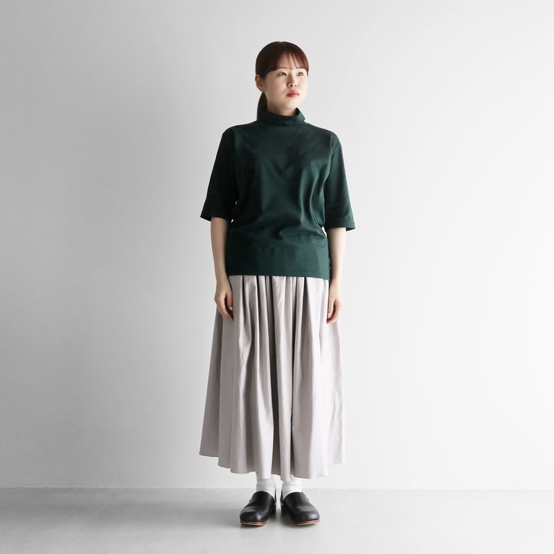 HUIS in house］SUVIN COTTON5分袖タートルネックカットソー