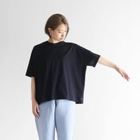 ［HUIS in house］SUVIN COTTON半袖スクエアワイドカットソーHF（ダークネイビー）【レディス】CS208HF