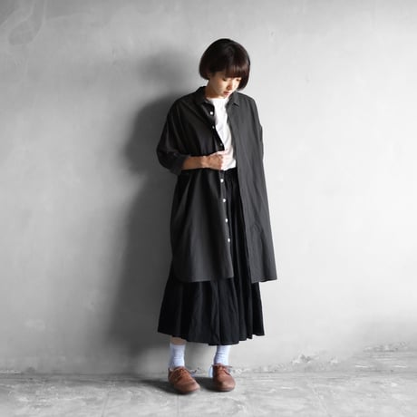 やわらかコットンロングシャツ（ダークグレー）【ユニセックス】004