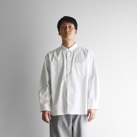 オーガニックコットンライトオックスビッグシャツ（白）【ユニセックス】011