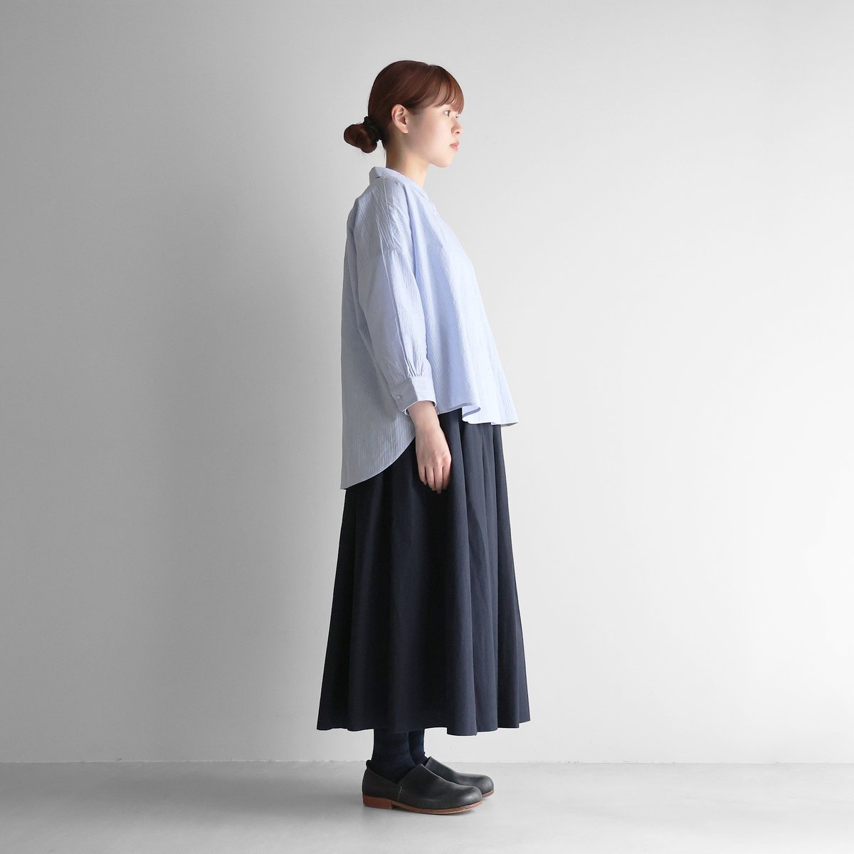 新品 完売 HUIS. 8分袖空羽コードレーンワイドブラウス（ブルーストライプ） 8分袖コードレーンワイドブラウス（ブルー）【レディス】U108 | HUIS