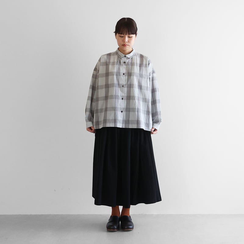 レピアコードブロックワイドブラウス（グレーチェック）【レディス