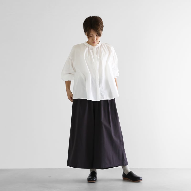 遠州織物HUIS. 502 スカートパンツ　テラコッタ　新品タグ付 やわらかコットンスカートパンツ（ダークグレー）【レディス