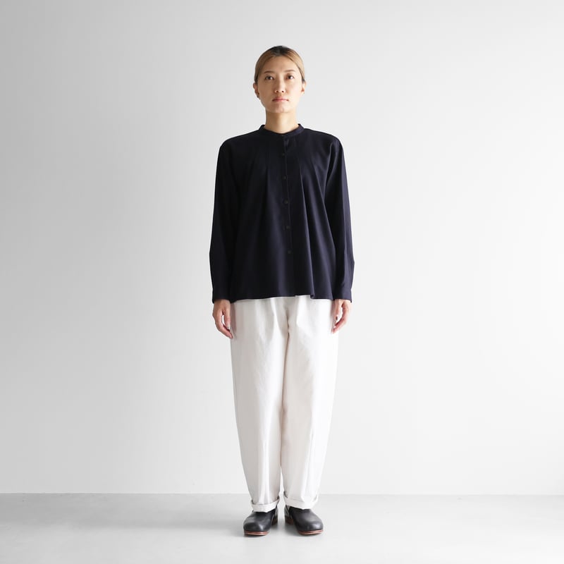 フランス綾タックブラウス（ダークネイビー）【レディス】U113 | HUIS