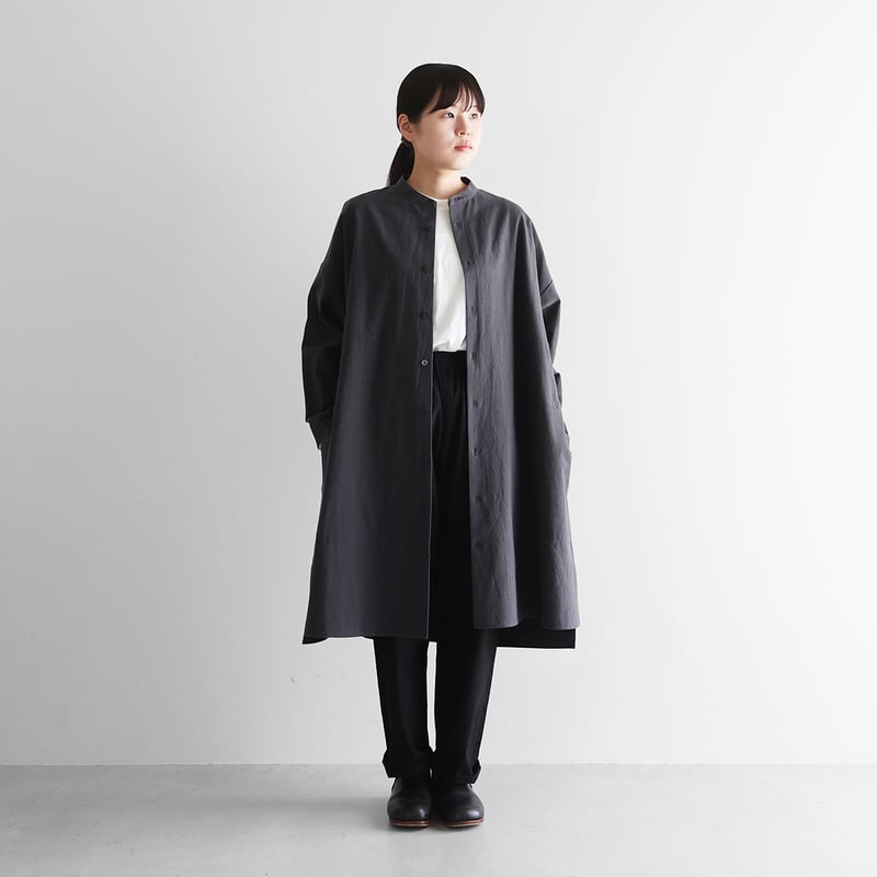 HUIS やわらかコットンロングシャツ ダークグレー やわらかコットンロングシャツ（ダークグレー）【ユニセックス】004