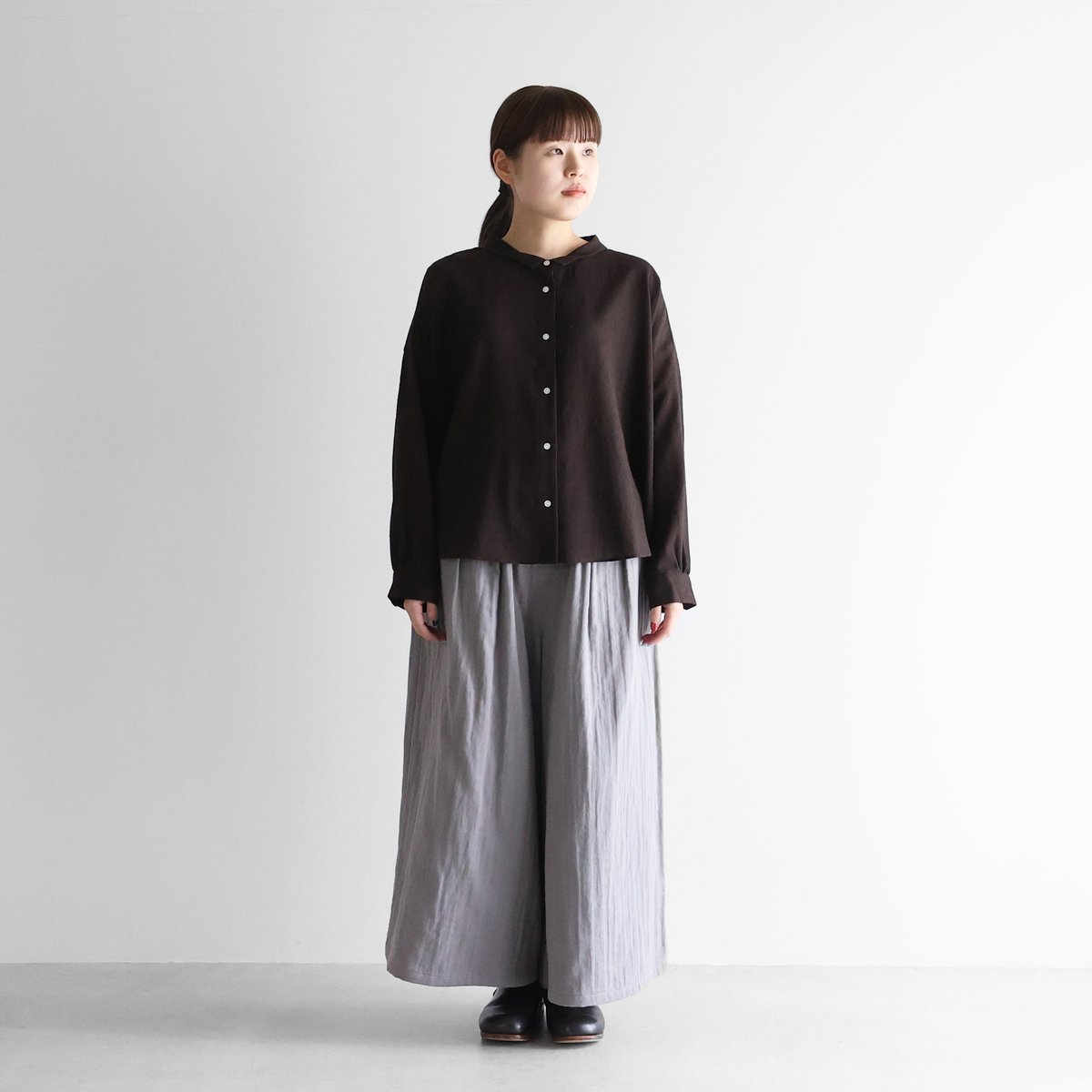 HUIS. スカート　お値下げしました 柄二重織シャトルジャガードロングスカート（マスタード