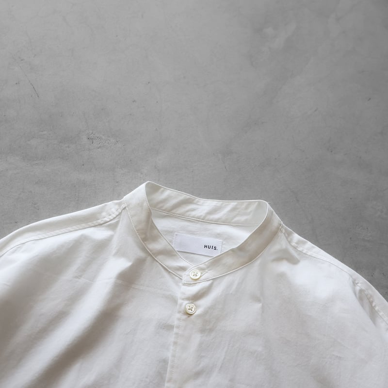 HUIS⭐︎ハウス⭐︎やわらかコットン⭐︎バンドカラーオーバーシャツ⭐︎日本製 HUIS |やわらかコットンバンドカラーオーバーシャツ（ベージュ）【ユニ