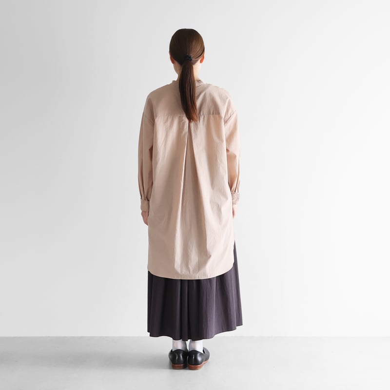 ゆるふわコットン比翼ロングシャツ（ピンクベージュ）【レディス】021
