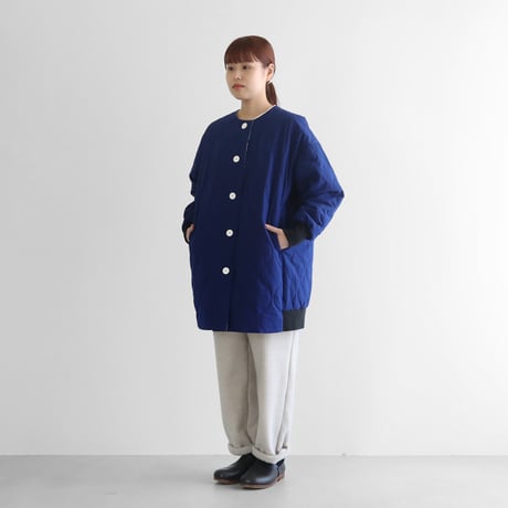 綿ウールタイプライタークロスsunstate中綿キルティングリブコート（サファイア）【ユニセックス】308