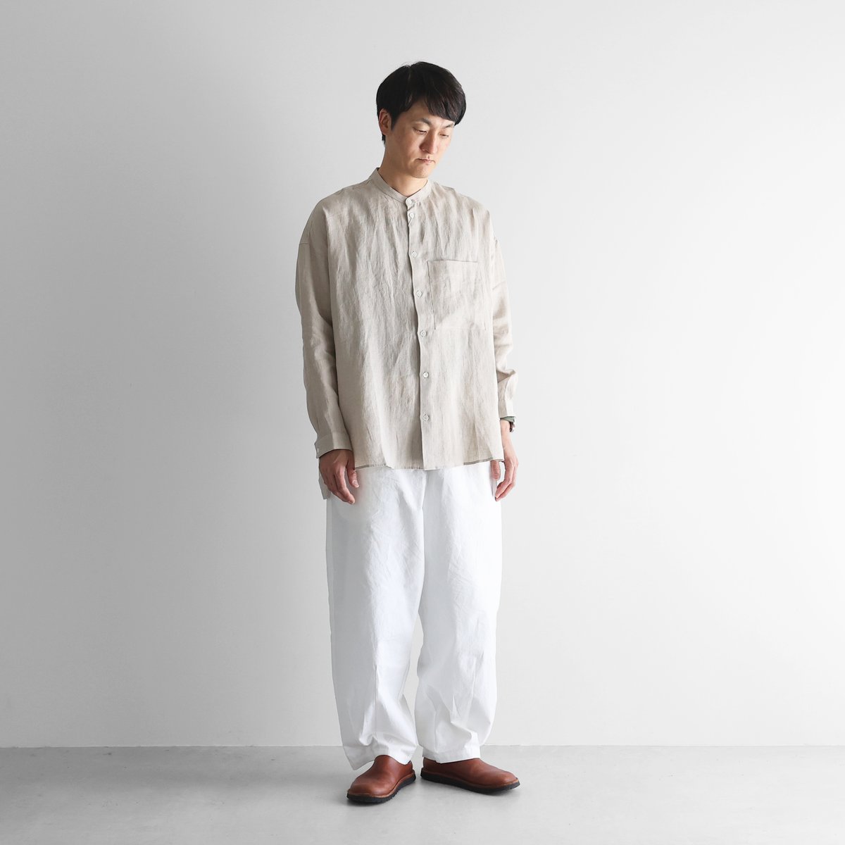 holk コットンリネンシャツ holk ホーク / work shirt ブルー