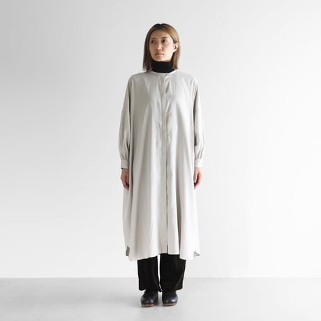 やわらかサテンバルーンスリーブワンピース（オフグレー）【レディス】U212
