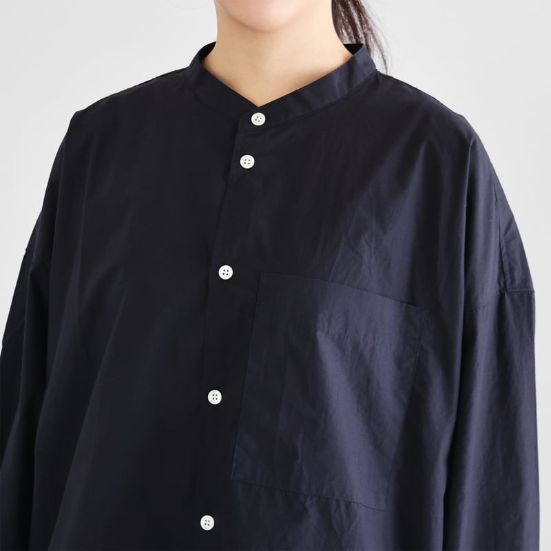 ばちばちタイプライタークロスバンドカラーオーバーシャツL（ダーク