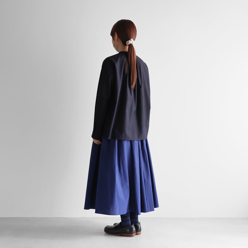 フランス綾タックブラウス（ダークネイビー）【レディス】U113 | HUIS