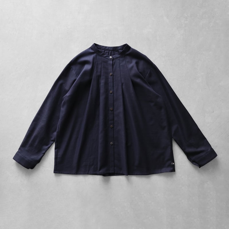 フランス綾タックブラウス（ダークネイビー）【レディス】U113 | HUIS