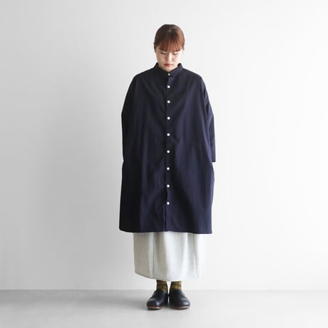 タイプライタークロスロングシャツ（ダークネイビー）【ユニセックス】004