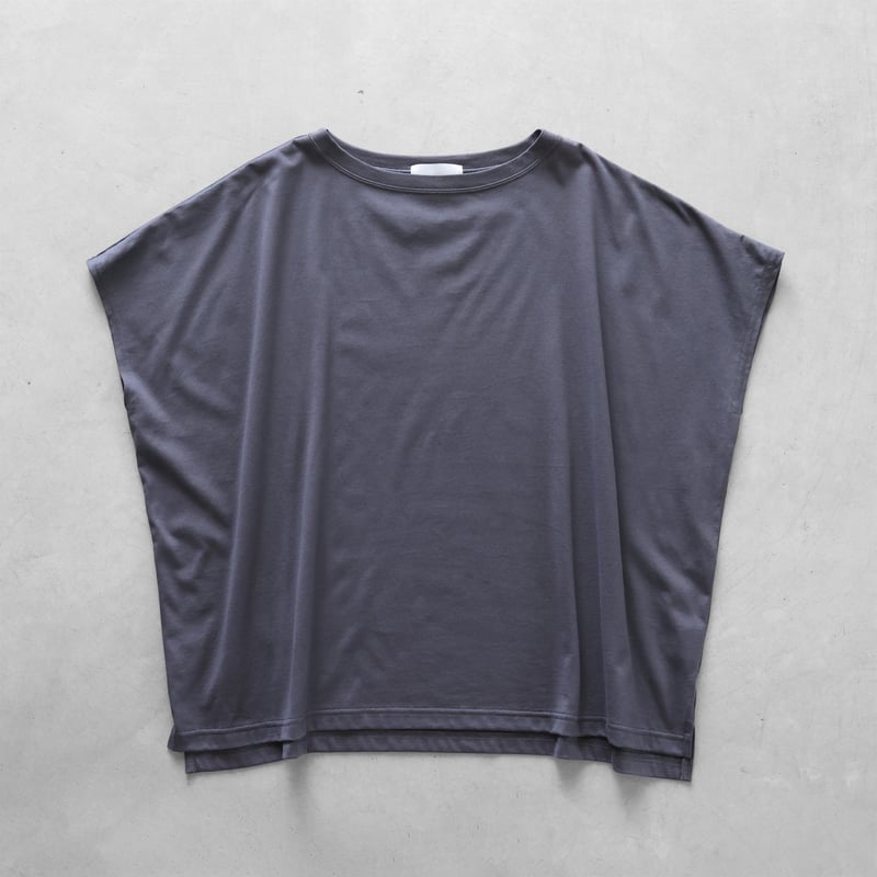 HUIS SUVIN COTTONフレンチスリーブスクエアカットソー HUIS in house］SUVIN COTTONフレンチスリーブスクエア