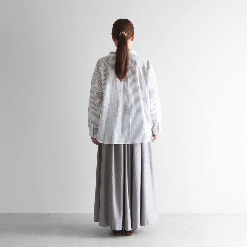 フランス綾ロングスカートL（アッシュグレー）【レディス】U402L