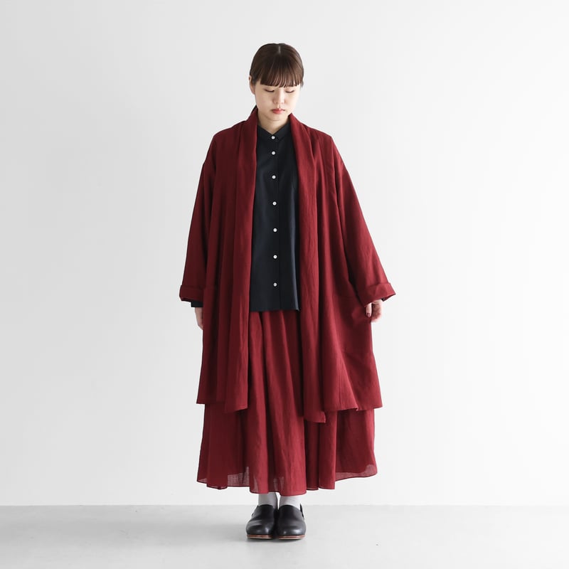ウォッシャブルウールロングカーディガン（ダークレッド）【ユニ