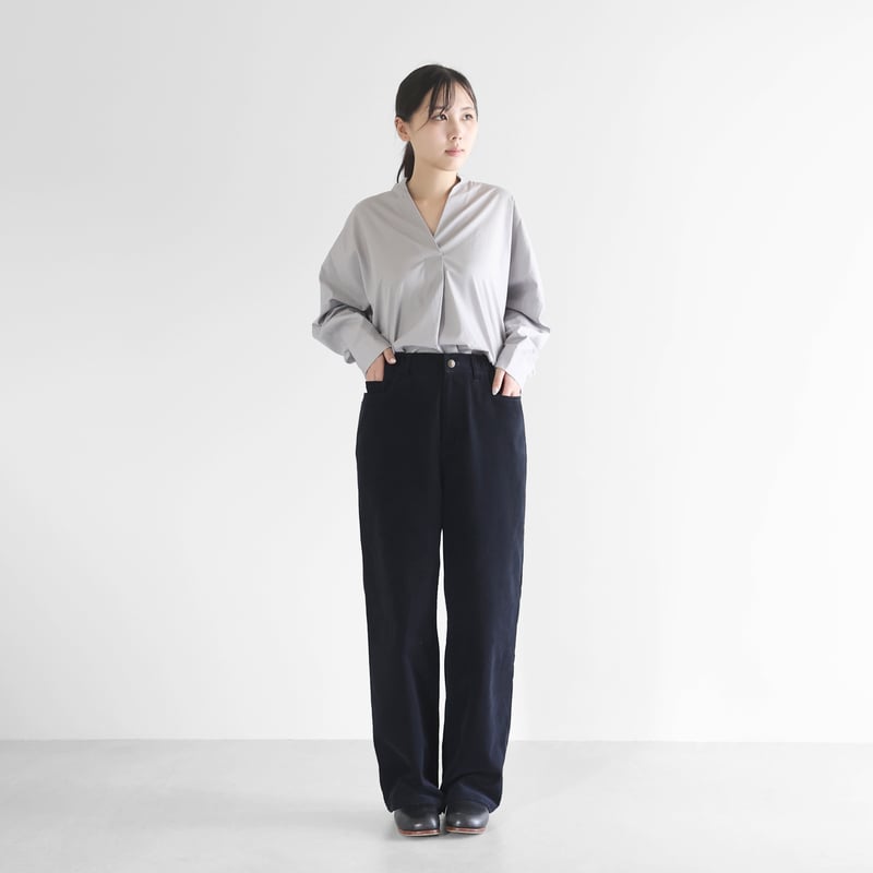 極細畝コーデュロイワイドストレートワークパンツ(極細畝・ダーク