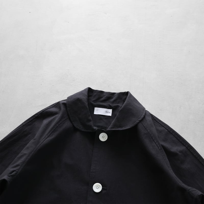 バフクロスステンカラーコート （ブラック）【ユニセックス】IH316