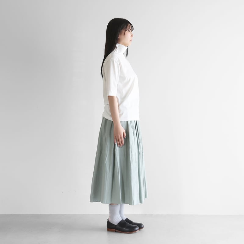 HUIS in house］SUVIN COTTON5分袖タートルネックカットソー（白）【レ
