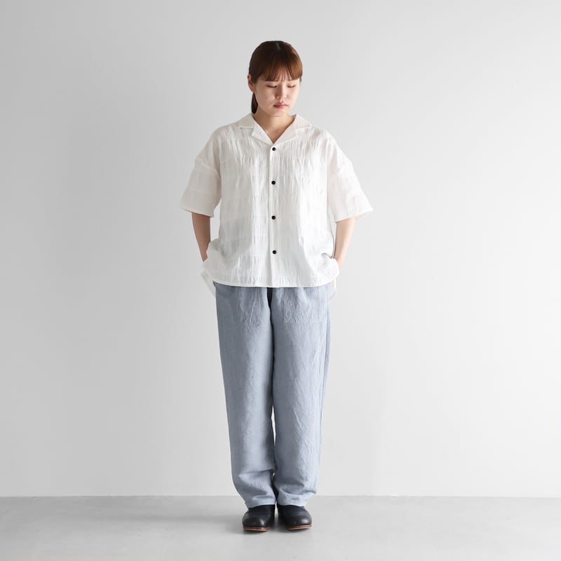 GW限定お値引き☆HUIS 遠州織物　バンブーリネンイージーワークパンツ507 バンブーリネンイージーワークパンツ（ライトブルー）【ユニセックス