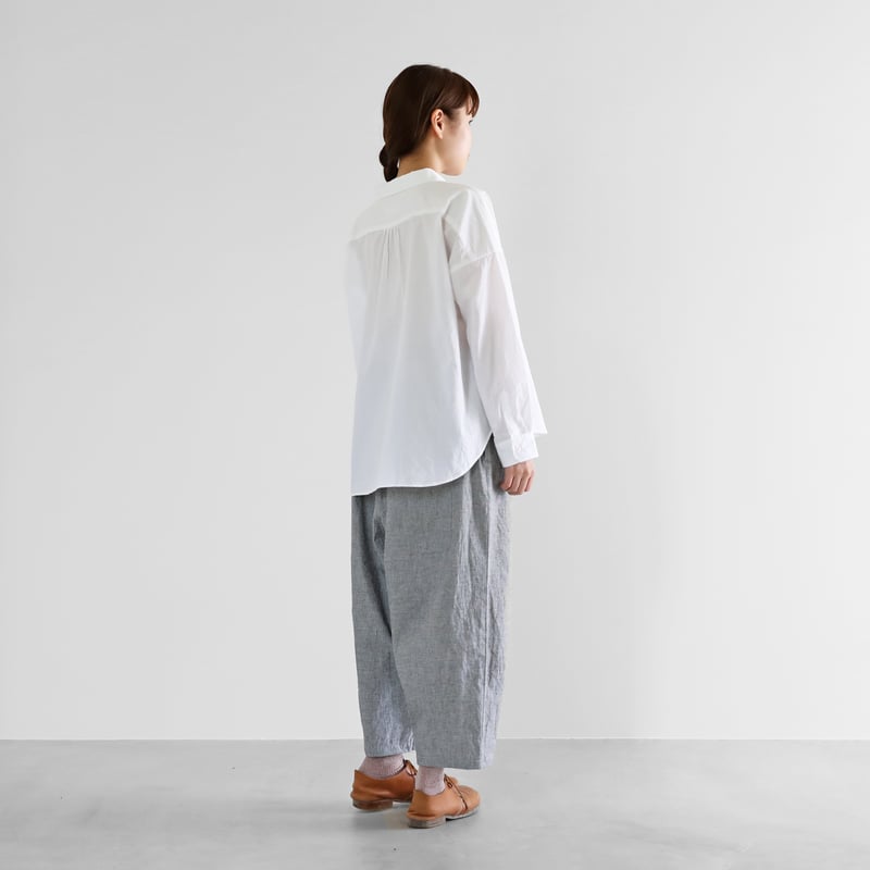 綿麻(コットンリネン)バフクロスバルーンパンツ（グレー）【ユニ