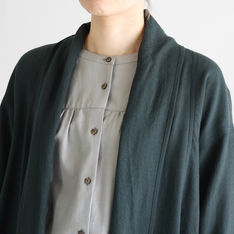 ウォッシャブルウールロングカーディガン（ダークグリーン）【ユニ