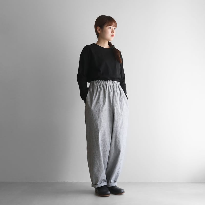 綿麻(コットンリネン)バフクロスバルーンパンツロング(グレー 綿麻(コットンリネン)バフクロスバルーンパンツロング(グレー