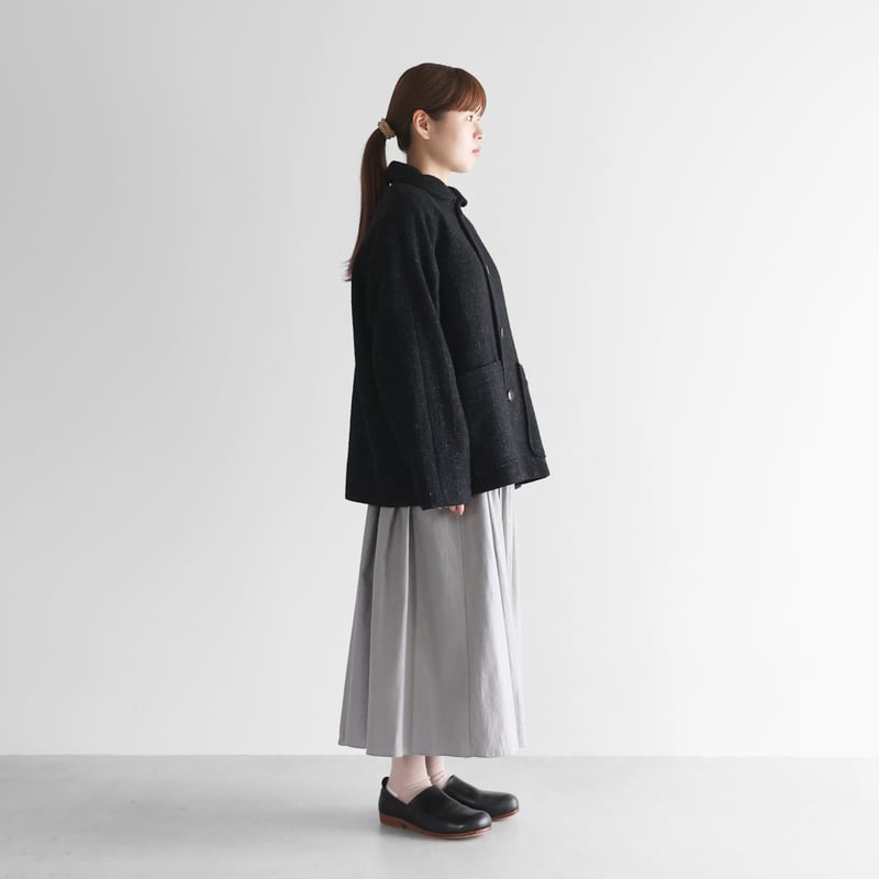 HUIS〜遠州織物〜尾州ショートコート HUIS×尾州”縮絨ウールフランネルワイドショートコート 311を