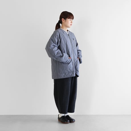 HUIS 遠州織物　ダウンプルーフコットン中綿キルティングコート　ノーカラ HUIS 遠州織物 ダウンプルーフコットン中綿キルティングコート