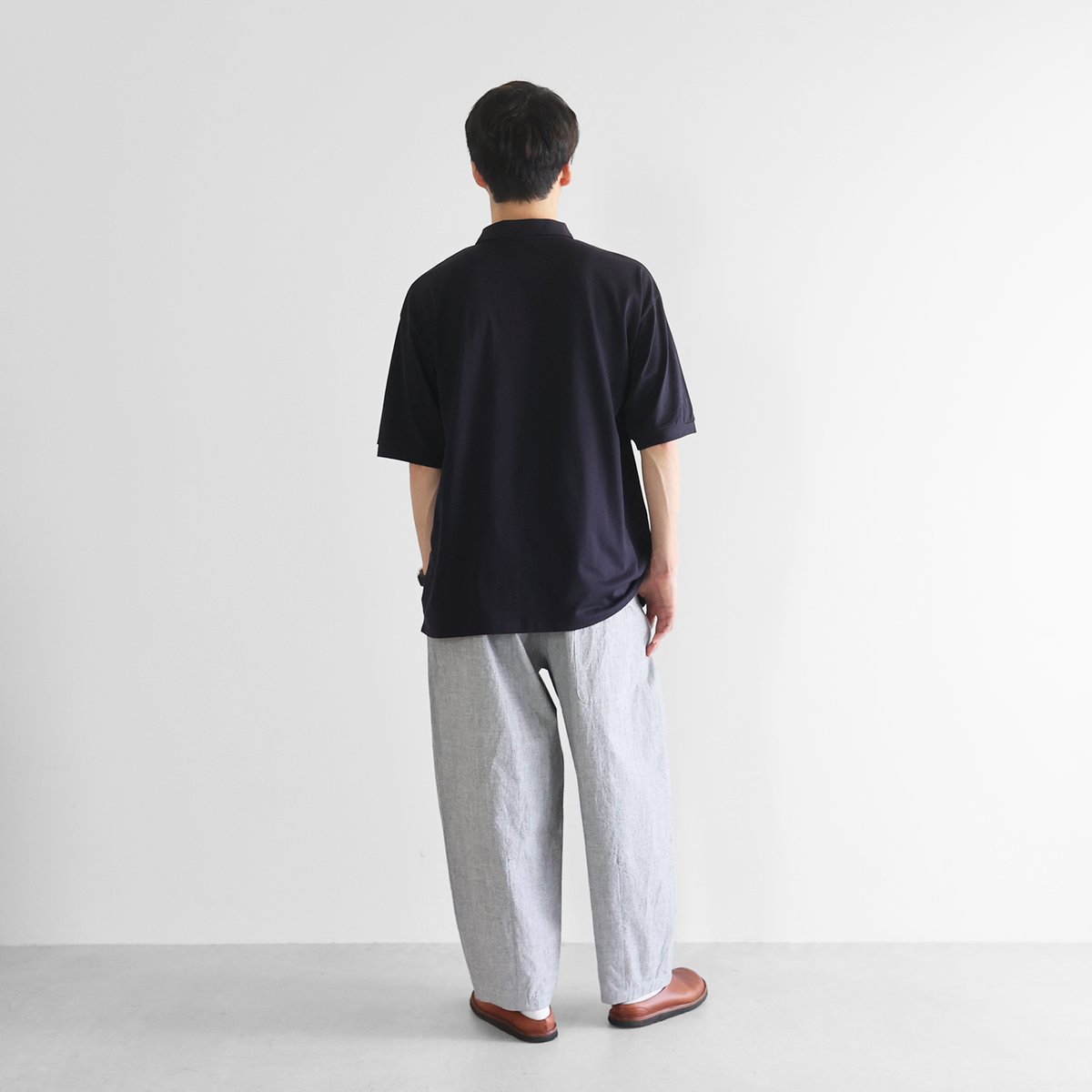 HUIS in house］SUVIN COTTONビッグポロカットソー（ダークネイビー）【