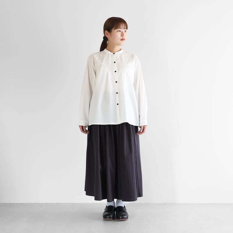 ギザコットンブロードタックブラウス（白）【レディス】U113 | HUIS