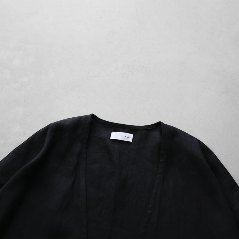 HUIS ハウス遠州織物 シャトルリネンショートカーディガン（ブラック） シャトルリネンショートカーディガン（きなり）【レディス】704
