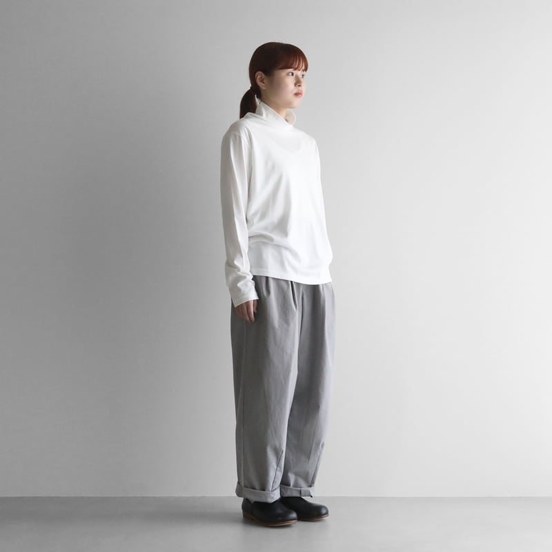 HUIS in house］SUVIN COTTON長袖タートルネックカットソー（白