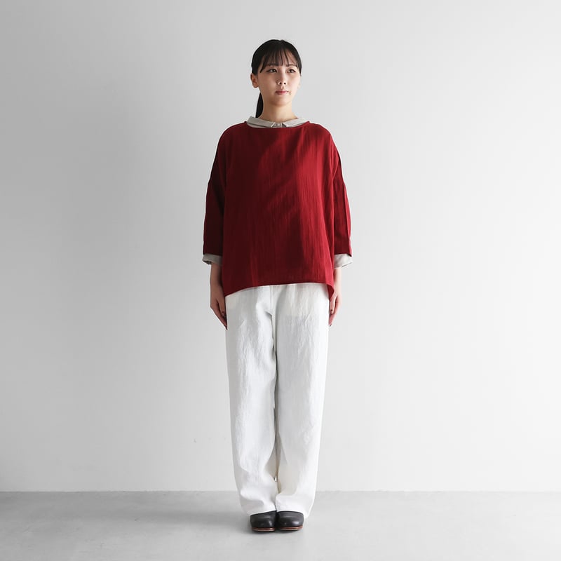 オールドレピア天日干しラミーリネンワイドストレートワークパンツ（白