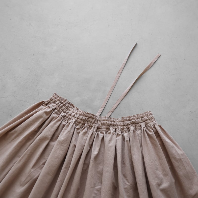 綿ウールタイプライタークロスロングスカート（ピンクベージュ