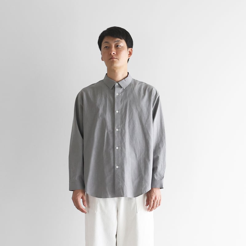 新品 HUIS /遠州織物 ギザコットンヘンプビッグシャツ ユニセックス ギザコットンヘンプビッグシャツ（ライトグレー）【ユニセックス】027