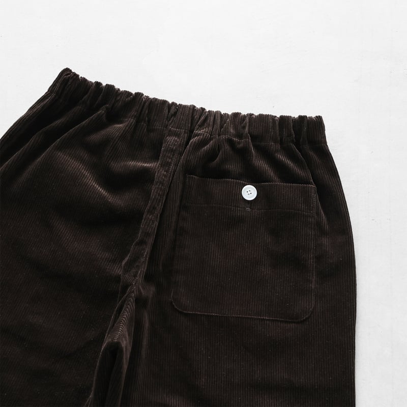 綿麻コーデュロイイージーワークパンツ（細畝・カーキブラウン）【ユニ