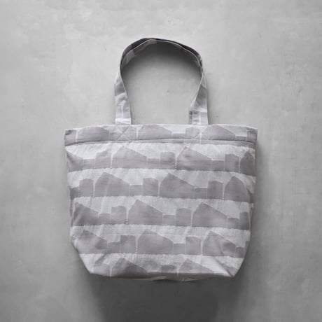 先染め朱子織シャトルジャガードビッグトートバッグ（ライトグレー）S006