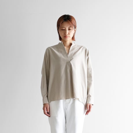 HUIS. 遠州織物　やわらかサテンブラウス シャツブラウス　グレー 訳あり】HUIS. 遠州織物 やわらかサテンブラウス シャツブラウス