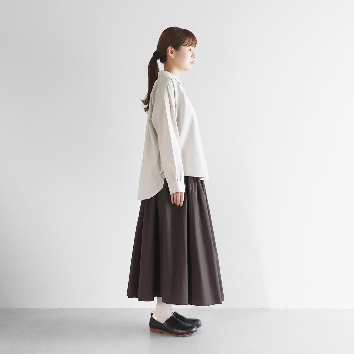 オーガニックコットンワイドブラウス（オフグレー）【レディス】U102